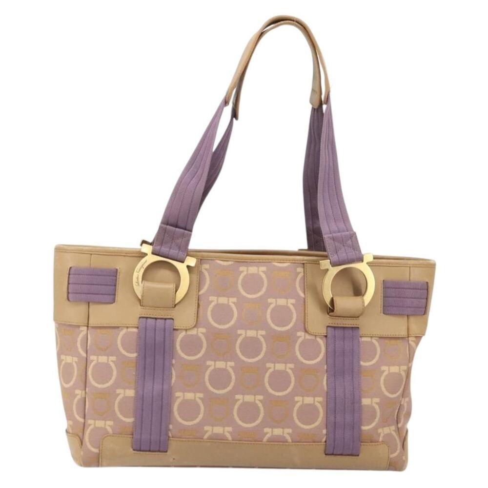 Salvatore Ferragamo Canvas Gancini Tote Bag Purple